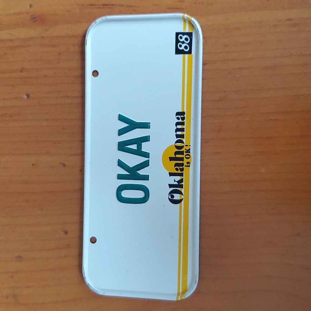 1988 Post Cereal license plate Oklahoma